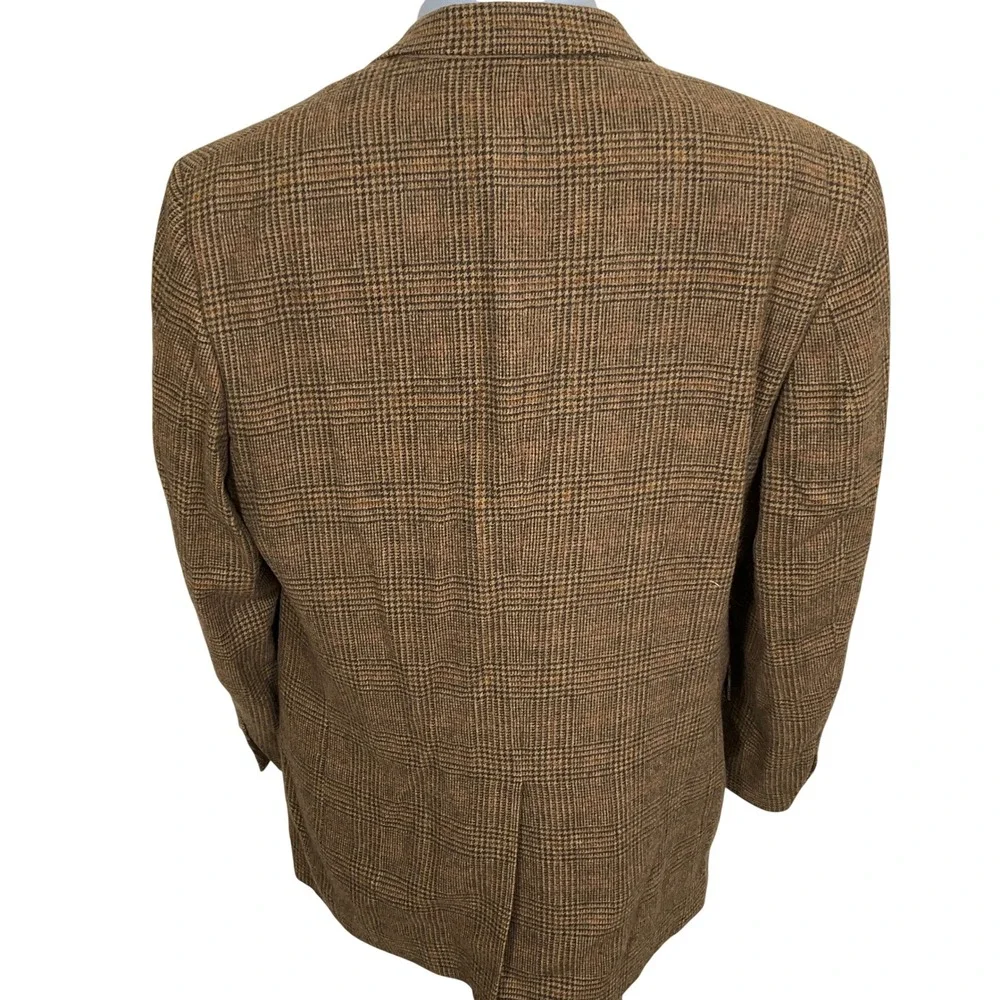 Jos‎ A Bank Blazer Mens 44L Brown Plaid Camelhair 3-Button Heritage